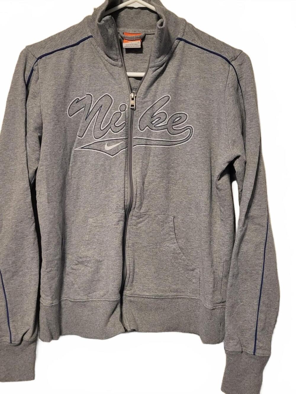 Nike The Athletic Dept Women’s Large Gray Full Zip Track Jacket Y2K Logo